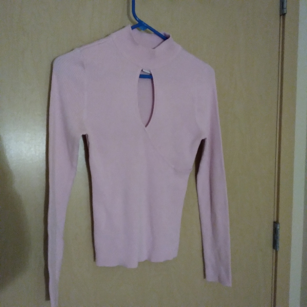 Planet Gold Pink Ribbed Sweater (L)